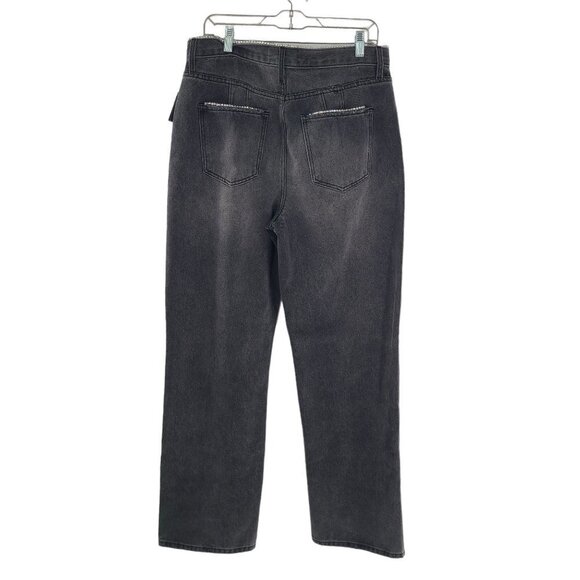 Fashion Nova Crossover Straight Leg Jeans Juniors Size 13 Blue High Waisted NWT - Picture 6 of 6